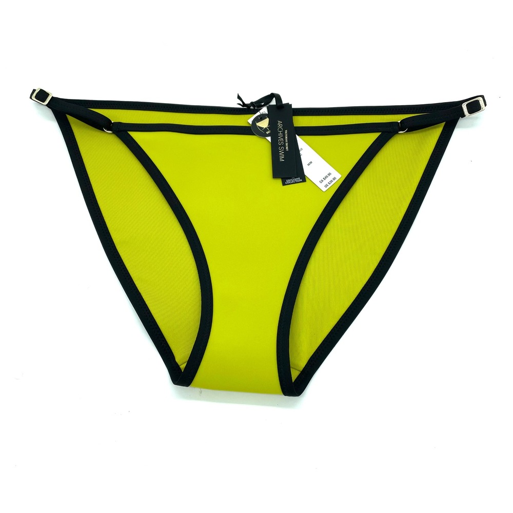 Victorias Secret Archives Swim Bikini Bottom Neon Lime Green Black Trim Medium‎